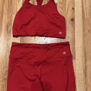 Red Sports Bra and Shorts Set